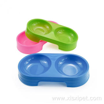 plastic pet double bowl dog feeder pet accessories